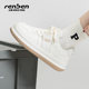 Renben white shoes for women 2025 spring new women's shoes versatile thick-soled large-toe sneakers students casual bread shoes