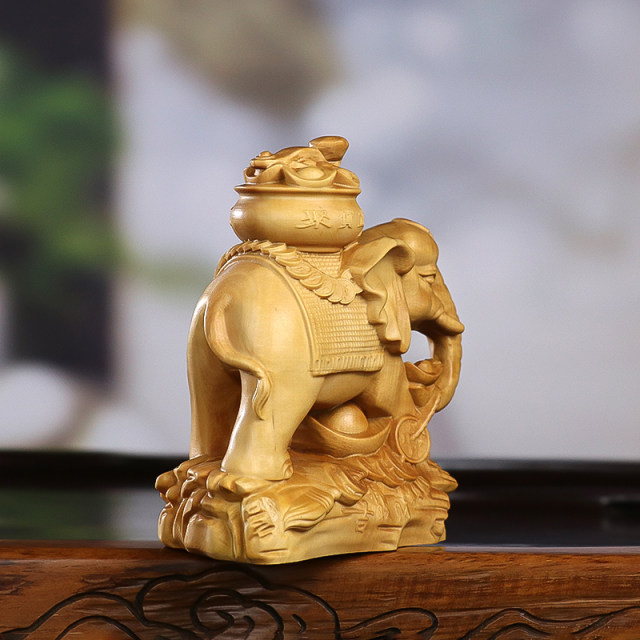Bulze woodcarvan elephant Chinese wood carving home jewelry living room porch office decoration gift delivery decoration
