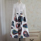2025 Spring and Autumn New Women's Retro Print Pleated Mid-length Skirt A-line Large Swing High-waisted Umbrella Skirt