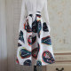 2025 Spring and Autumn New Women's Retro Print Pleated Mid-length Skirt A-line Large Swing High-waisted Umbrella Skirt