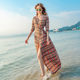 Seaside holiday skirt long skirt wrapped skirt temperament, women's flavor dress slim seven -point sleeve one -piece summer summer
