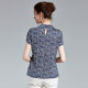 2025 summer semi-turtleneck knitted silk shirt for women short-sleeved mother dress elastic slim printed mulberry silk shirt for women