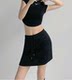 Spring and summer drawstring short skirt for women half-high waist slim sports sweatshirt dress gray American hot girl A-line hip-pack large size
