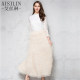 2025 mesh slim Hong Kong flavor large size tulle skirt puffy skirt women's irregular a half-body long skirt high waist