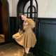 Higong -child big size women's fat MM ballet design sense is pure desire to lace lace -up dress covering the belly and thin skirt
