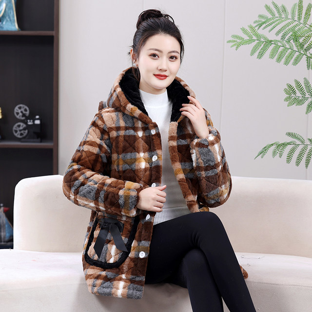 Winter short leopard print hooded small fragrant plus velvet warm cotton jacket, cotton coat, women's coat and smock