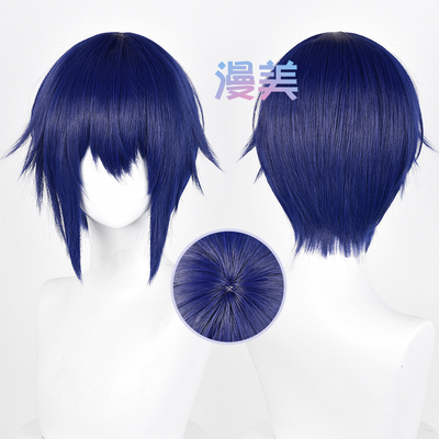 taobao agent Manmei Guardian Sweetheart Ayue Yueyue Cos wig Simulation head Dark blue short hair