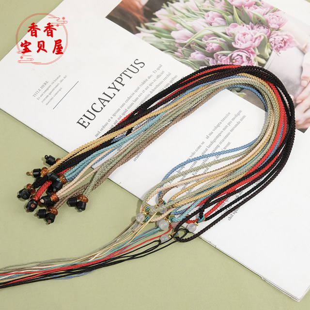 2mm pineapple rope pull hoop necklace rope adjustable men's and women's braided rope multi-color mixed color hand-woven jade pendant lanyard