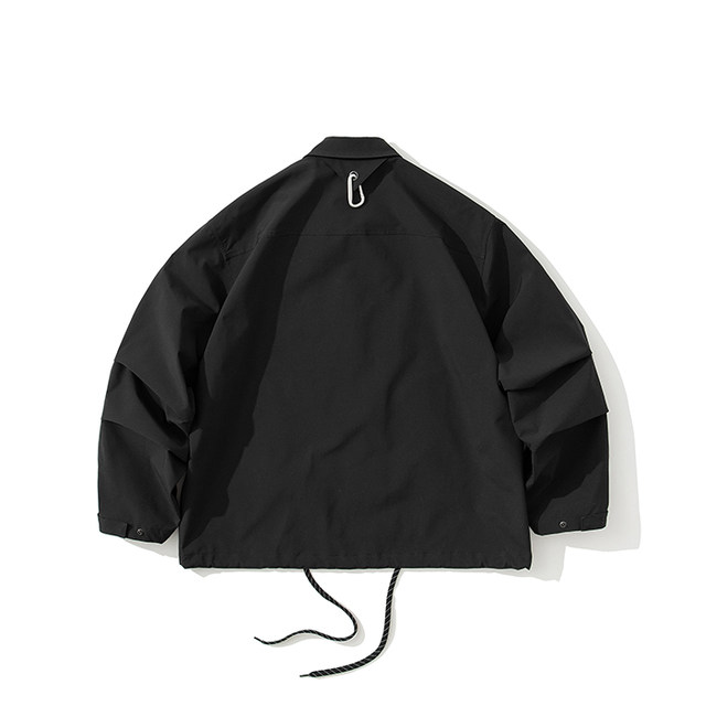 Men's Outdoor Jacket Spring Autumn Trendy Brand Hooded Windproof Mountain Climbing Workwear Casual Loose Fit Zipper Closure
