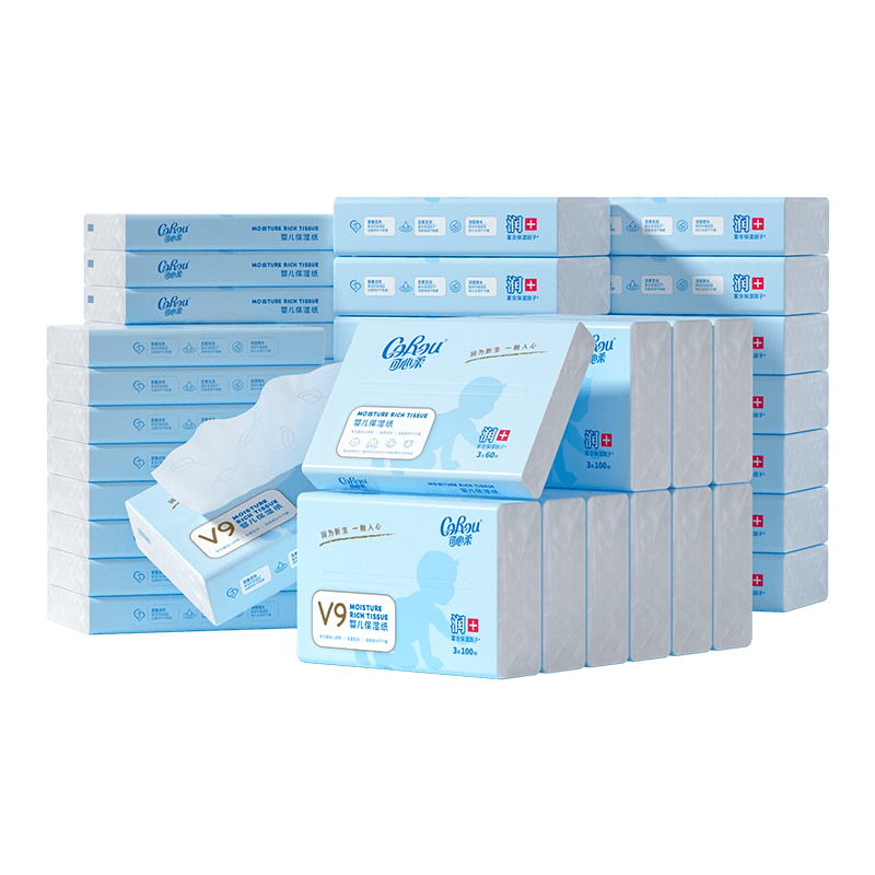 Kexinrou Maternal and Infant Yunrou Towels Newborn Moisturizing Tissues 100 Draws 24 Packs Plus 60 Draws 20 Packs Family Pack