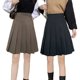Large size pleated skirt skirt mid skirt women fat mm spring and summer extended college short skirt versatile pear-shaped slim A-line skirt
