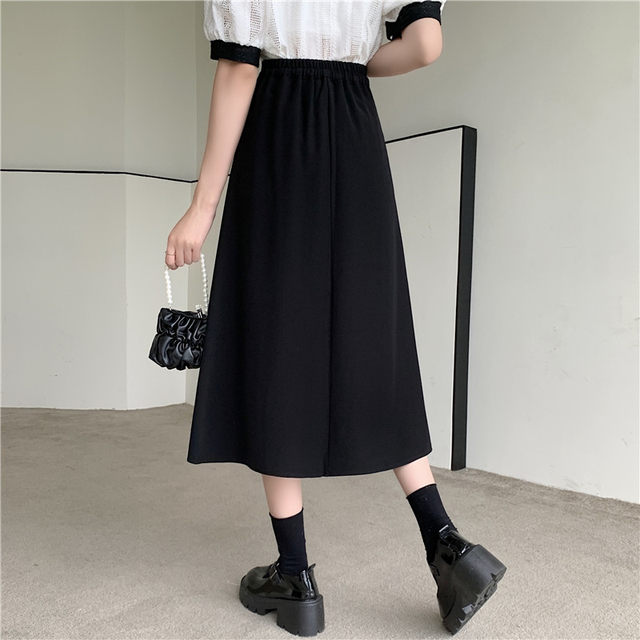 Clearance Large Size Skirt for Women in Summer Wrinkled Flexible Waist Pack Hip A-line Slim Mid-Long Skirt Pink Sweet and Slightly Plump