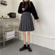 Large size pleated skirt skirt mid skirt women fat mm spring and summer extended college short skirt versatile pear-shaped slim A-line skirt
