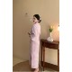 Xiaodie's new Chinese-style lilac noble and elegant large size fat mm cheongsam temperament dress is beautiful