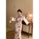 Songshan New Chinese Style Velvet Thickened Fake Two Piece Cheongsam Large Size Fat mm Dress Girls Daily