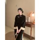 Gold silk embroidery original design new Chinese chenille large size fat mm slimming cheongsam dress for women