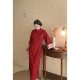 Cinnabar New Chinese Style Red Engagement Large Size Fat mm Cheongsam Embroidered Dress Toast Wear Jacquard