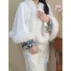 Winter plus velvet thickened noble new Chinese -style shawl shirt warm with cheongsam cloak girl
