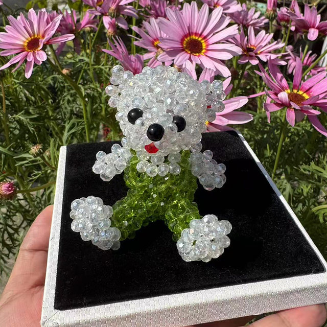 Austrian crystal handmade bear beads cute couple teddy bear keychain pendant car ornaments