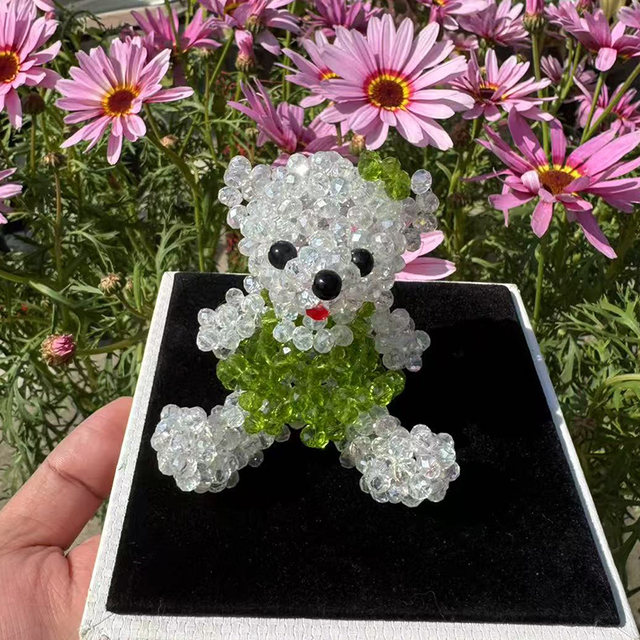 Austrian crystal handmade bear beads cute couple teddy bear keychain pendant car ornaments