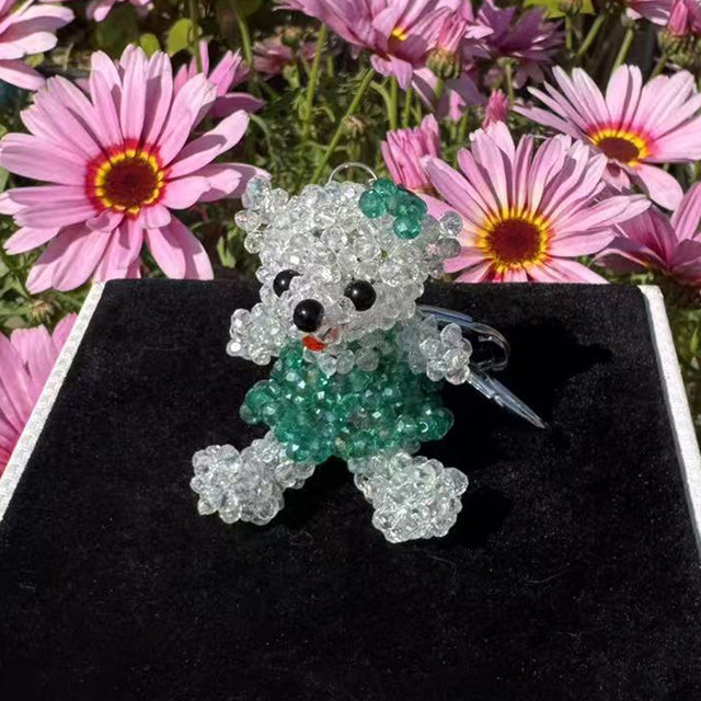 Austrian crystal handmade bear beads cute couple teddy bear keychain pendant car ornaments