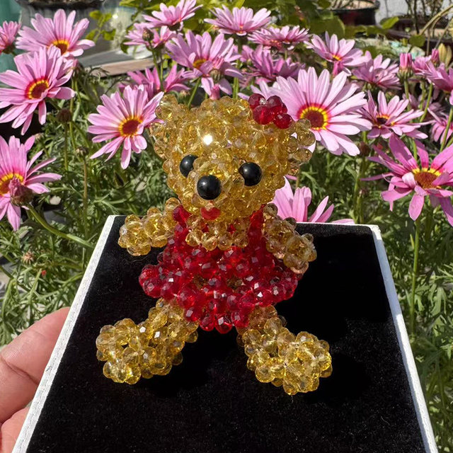 Austrian crystal handmade bear beads cute couple teddy bear keychain pendant car ornaments