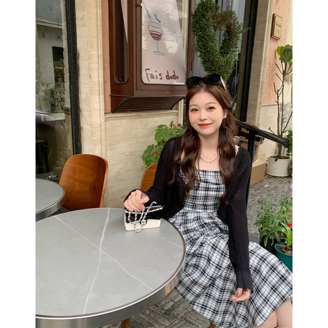 Sasaya small man design square collar suspender dress for women summer retro waistband long skirt