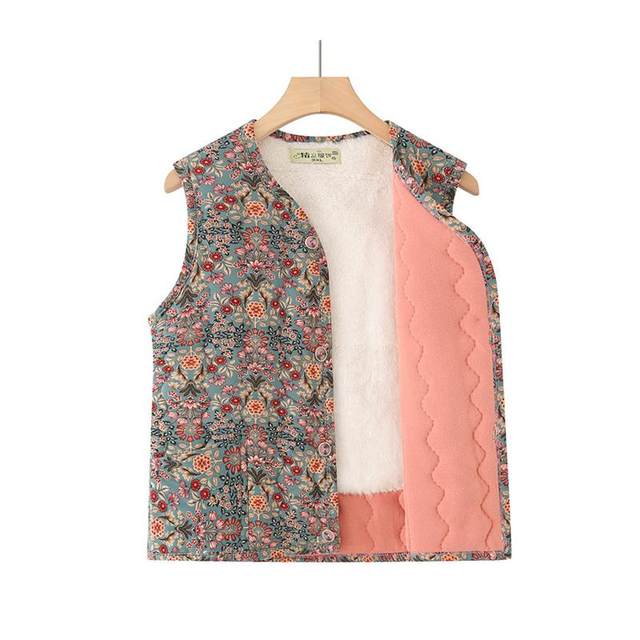 
Mom's new winter waistcoat vest plus velvet cotton for middle-aged and elderly women's warm vest autumn and winter thickened waist protection