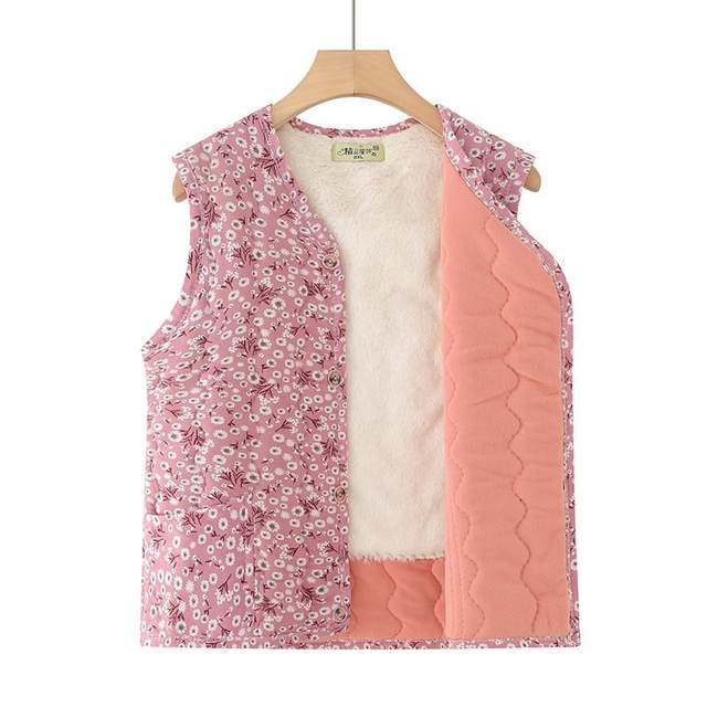 
Mom's new winter waistcoat vest plus velvet cotton for middle-aged and elderly women's warm vest autumn and winter thickened waist protection