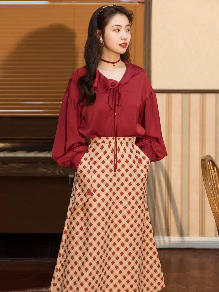 港风套装女80年代复古怀旧服装90连衣裙轻熟风女装古着