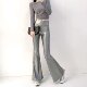 New high-waisted gold-burned leopard print bell-bottom pants for women in spring 2025, slim and slim and long trousers