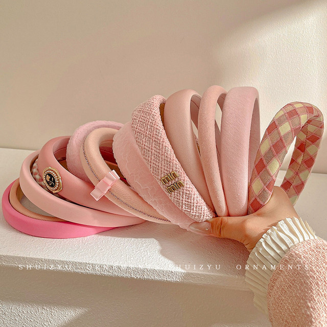 Pink headband women's hairpin headband face wash hairpin women's 2025 new headwear high-end fashionable hair accessories
