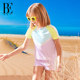 
BE van der An 2025 Children's split swimsuit flat corner girls medium-sized children short-sleeved swimming exercise light color vacation