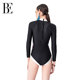 BE Fan De'an 2025 new one-piece swimsuit women's long-sleeved triangle sun protection slightly fat swimsuit slim conservative advanced
