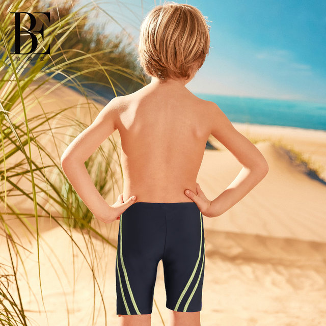 BE van der An children's boxer swim trunks medium-length professional competitive fashion sun protection anti-chlorine breathable skin-friendly boy swimming