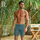 BE van der Ann men's swimming trunks printed fashionable five-point pants high elastic fit and anti-embarrassing swimming sun protection breathable and fast drying