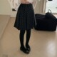 Korean polka dot wool pleated skirt mid-skirt autumn and winter large size small high-waisted versatile slim A-line skirt