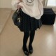 Korean polka dot wool pleated skirt mid-skirt autumn and winter large size small high-waisted versatile slim A-line skirt