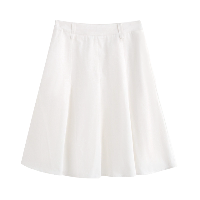 
White pleated skirt for women's summer large size Korean mid-length umbrella skirt high waist slim small person covering hips A-line skirt