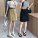 Black polka dot slit denim skirt for women in spring and summer large size American retro niche skirt for slim hip midi skirt