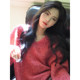 Christmas red 2024 Autumn and Winter Lazy V-neck Knitted Sweater for Women Loose Slim Soft Gluten Pullover Wool Sweater