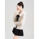 Polka dot tie doll collar milky white knitted cardigan sweater for women spring and autumn new small age-reducing long-sleeved top