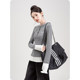 Nizvi grey striped embroidered long-sleeved T-shirt spring new women's spliced ​​slim fit fake two-piece base top