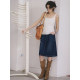 Cycle Document Old Washed Retro Straight Hip Denim Skirt Women's Mid-length A-line Skirt