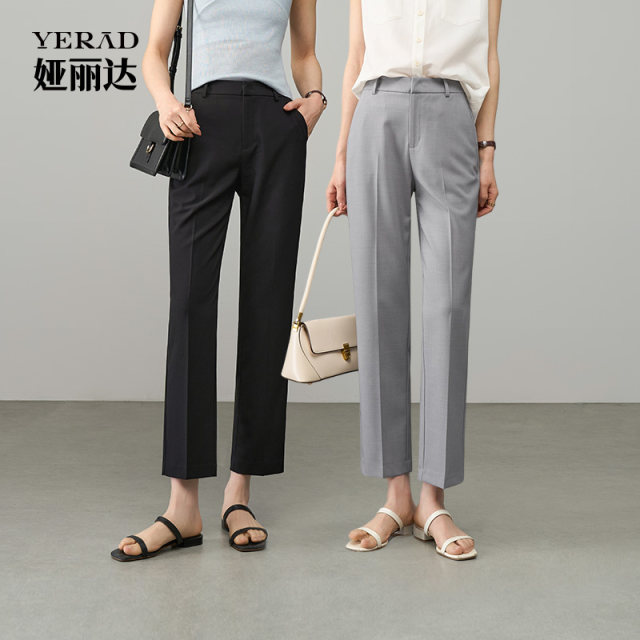 Yalida gray cigarette pants new straight-leg pants for women summer trousers casual pants commuting women's pants