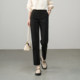 Yalida black straight-leg pants for women casual pants 2025 summer new women's pants lysel cotton trousers trousers
