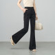 Yalida 2025 new bell-bottom pants for women in summer stretch pants small suit casual pants black micro-flare pants