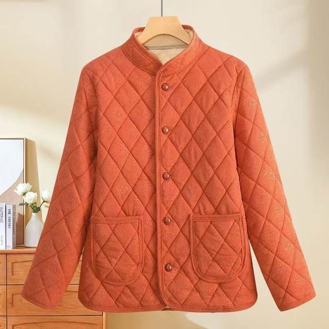 
Mother's winter clothing plus velvet warm jacket middle-aged women's corduroy cotton clothing middle-aged and elderly thickened cotton-padded jackets in autumn and winter