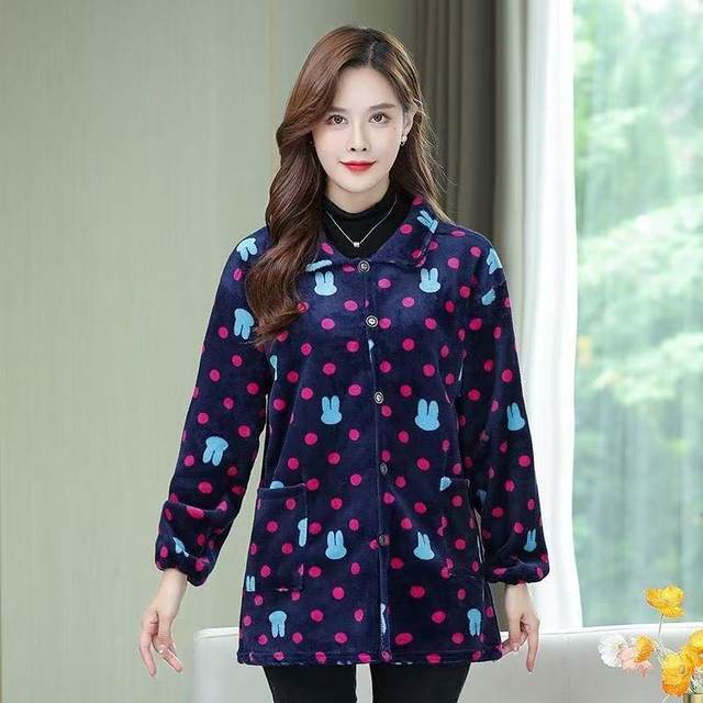 
Winter flannel smock women's long-sleeved velvet thickening mom's fashion coat kitchen stain-resistant apron work clothes