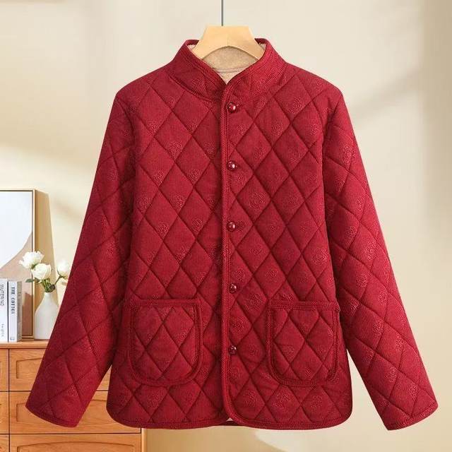 
Mother's winter clothing plus velvet warm jacket middle-aged women's corduroy cotton clothing middle-aged and elderly thickened cotton-padded jackets in autumn and winter